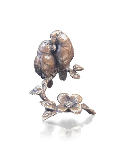 Butler & Peach Detailed Small Solid Hot Cast Bronze - Pair of Lovebirds 2097