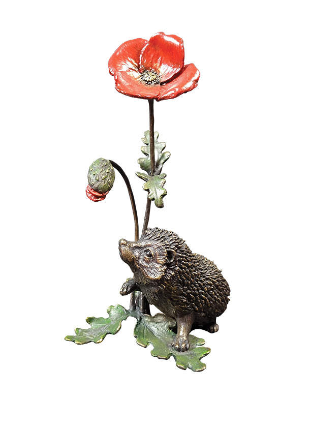 Richard Cooper Hedgehog with Poppy 1147 Hot Cast Bronze Figurine