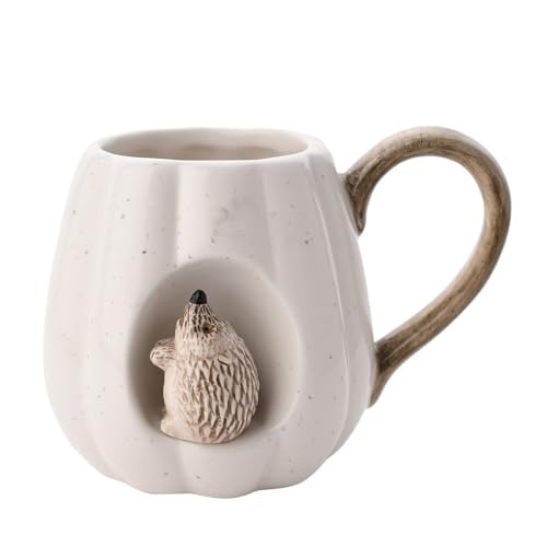 Widdop and Co. Country Living White Glazed Ceramic Hedgehog Mug H9.5 x W13 x D9 cms