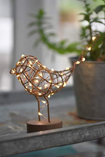 Table Robin Copper Brown LED light Decoration Christmas Timer Battery Powered