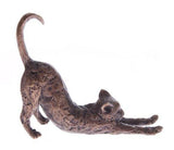 Butler & Peach Detailed Small Solid Bronze Cat Stretching - Willow and Avon