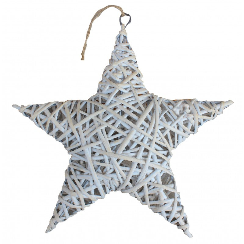 Full Star White Wash Willow Wreath 40cm Diameter Door Decoration - Willow and Avon