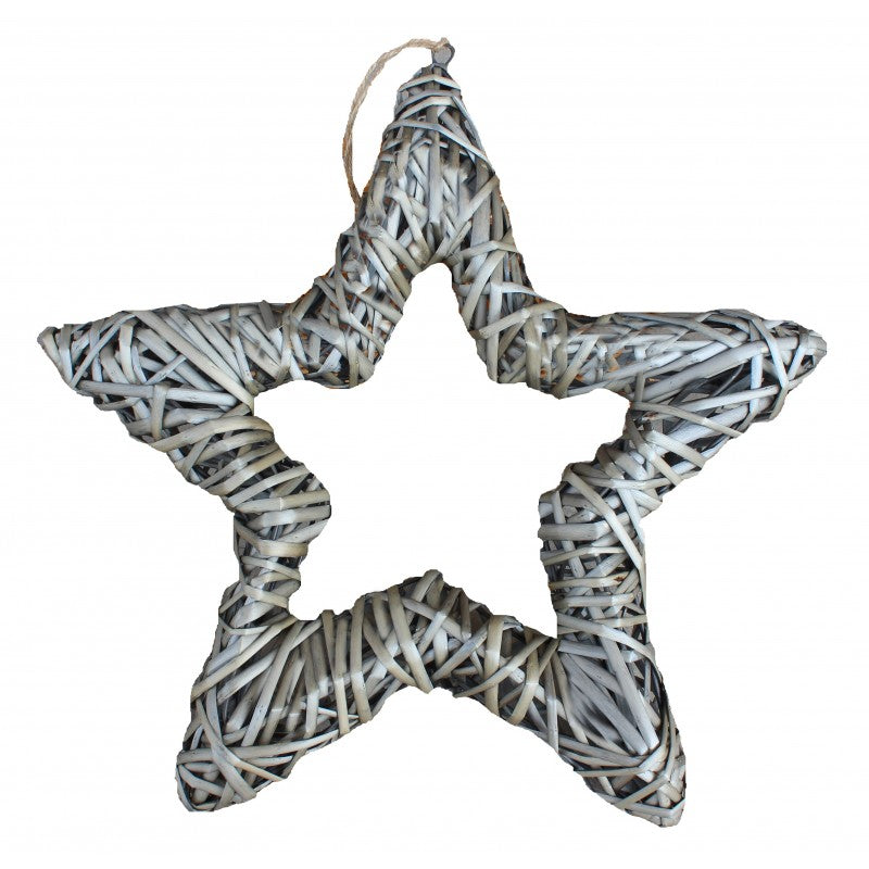 Open Star Antique Wash Willow Wreath 45cm Diameter Door Decoration - Willow and Avon