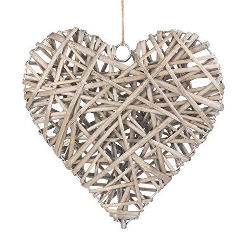Large Full Antique Wash Wicker Willow Heart 30cm