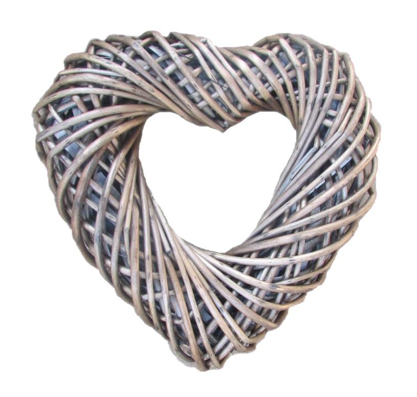 Small Antique Wash Heart Shaped Wreath 30cm Diameter - Willow and Avon