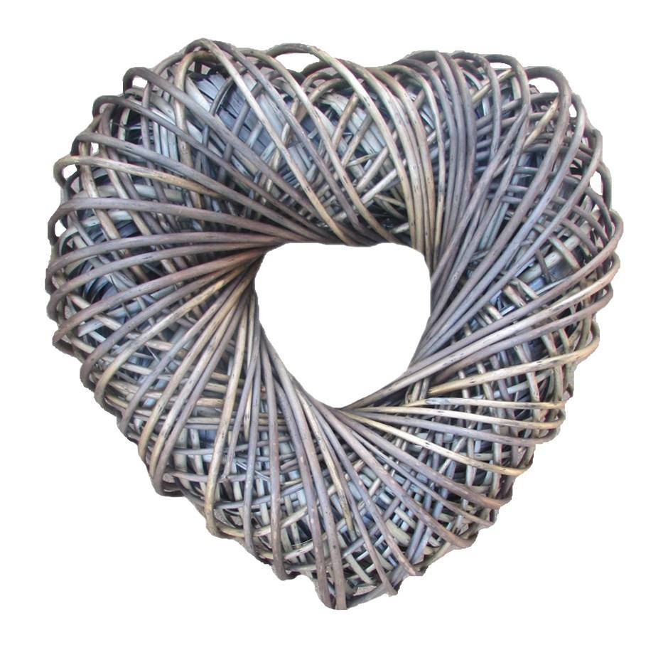 Large Antique Wash Willow Heart Shaped Wreath 50cm Diameter - Willow and Avon