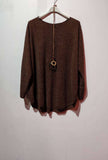 Moda Italy Loose Top with Necklace - one size