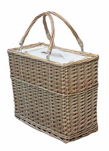 Antique Wash Wicker Willow Cooler Picnic Barbeque Basket Brown