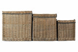 Antique Wash Wicker Log Basket Rope Handles Wood & kindling storage for fireplace or storage