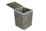 Antique Wash Square Laundry Basket Willow Wicker Grey 61 x 46 x 46 cm