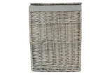 Antique Wash Square Laundry Basket Willow Wicker Grey 61 x 46 x 46 cm