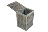 Small Antique Wash Wicker Willow Square Laundry Basket Grey Lining