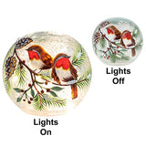 Shudehill Giftware Christmas Crackle Glass Ball Light Up Globe Decoration LED Ornament - Robin