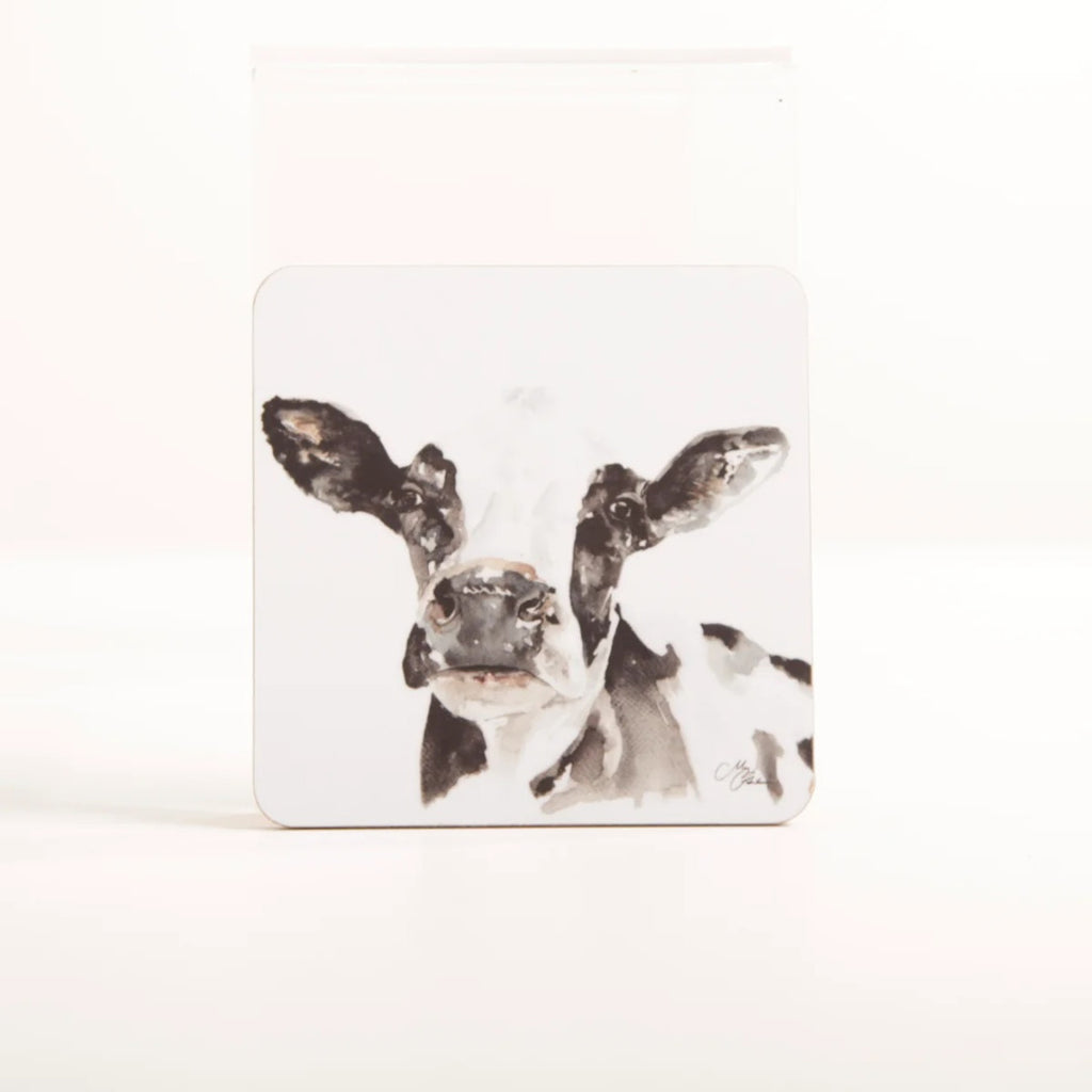 Meg Hawkins Friesian Cow Watercolour Design Coasters Mat Pack of 4