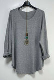 Moda Italy Loose Top with Necklace - one size