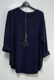 Moda Italy Loose Top with Necklace - one size