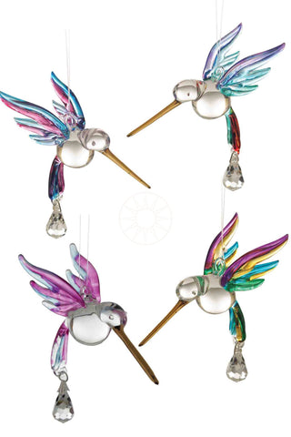 Handmade Fantasy Glass Hummingbird Suncatcher