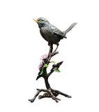 Blackbird with Blossom - Hand Painted Bronze (1046)