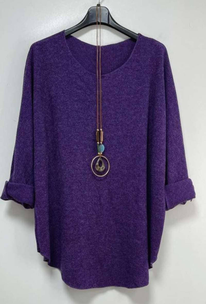 Moda Italy Loose Top with Necklace - one size