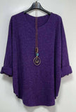 Moda Italy Loose Top with Necklace - one size