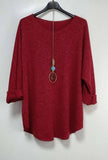 Moda Italy Loose Top with Necklace - one size
