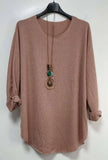 Moda Italy Loose Top with Necklace - one size