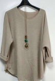 Moda Italy Loose Top with Necklace - one size