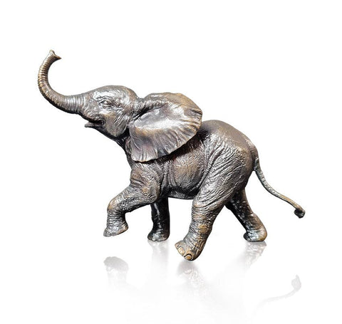 Baby Elephant Running - Bronze Sculpture (1218)