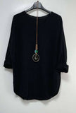 Moda Italy Loose Top with Necklace - one size