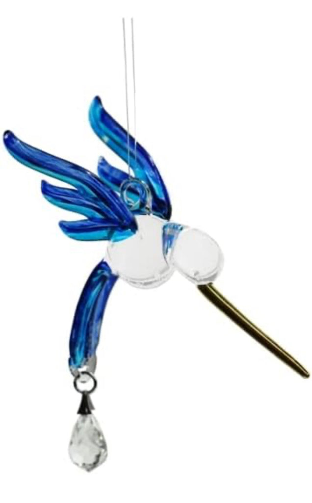 Handmade Fantasy Glass Hummingbird Suncatcher - Willow and Avon