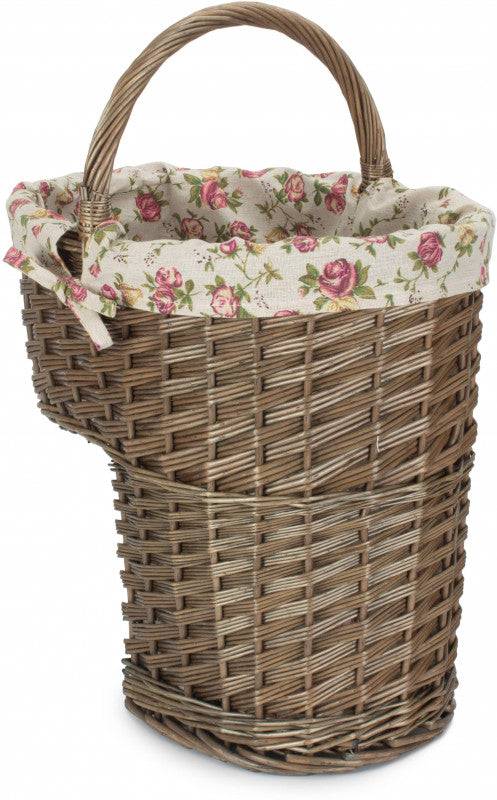 Antique Wash Finished Stair Basket with White Lining