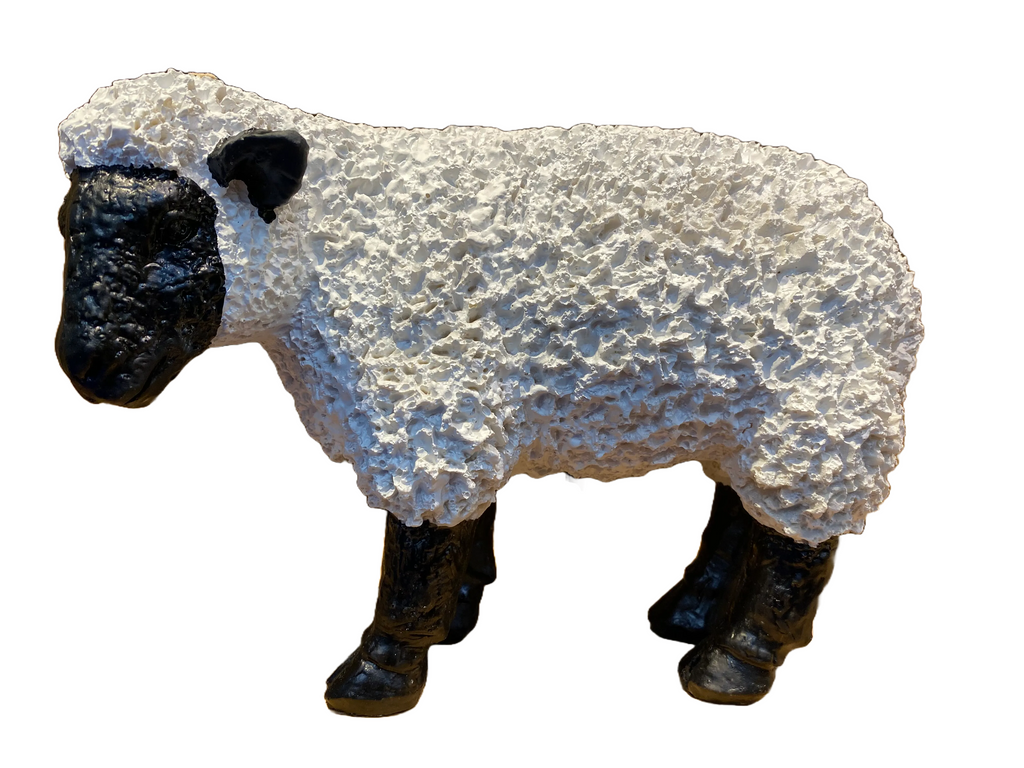 Black & White Spiky Sheep Ornament Statue Home or Garden
