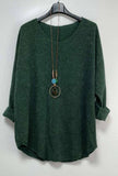 Moda Italy Loose Top with Necklace - one size