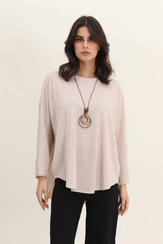 Moda Italy Loose Top with Necklace - one size