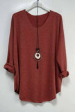 Moda Italy Loose Top with Necklace - one size