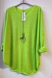 Moda Italy Loose Top with Necklace - one size