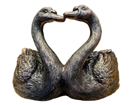 Captivating Medium Loving Swans Bronze Finish Figurine - Willow and Avon