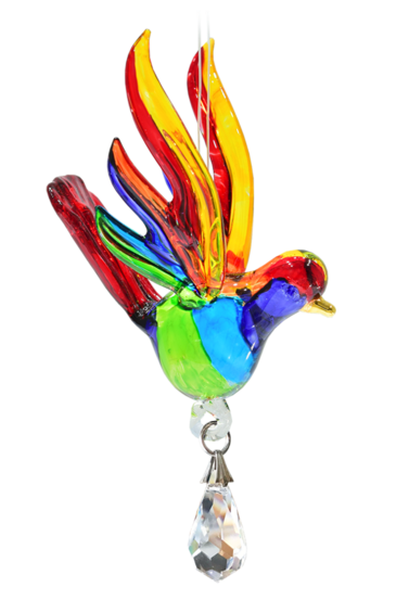 Handmade Fantasy Glass Songbird Suncatcher Gift Blue Sapphire