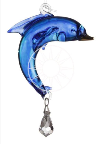 Handmade Fantasy Glass Dolphin Crystal Suncatcher