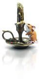 Cold Cast Bronze Mouse on Candlestick - Hand Painted by Michael Simpson