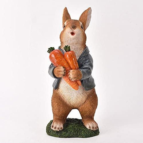 Country Living Rabbit Holding Carrots Garden Figurine Ornament