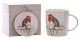 Meg Hawkins Mug and Coaster Gift Set Robin Design MH150 Christmas