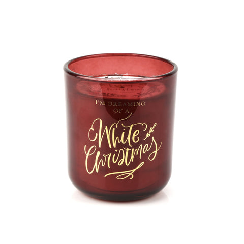 Red Glass Candle White Christmas Wax 370g 60-65 hours