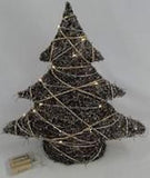 Christmas Rattan Large Christmas Tree with Lights Gold Decorations 40cm