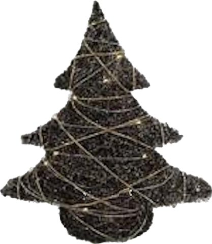 Christmas Rattan Large Christmas Tree with Lights Gold Decorations 40cm