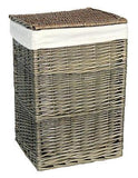 Quality Antique Wash Lined Willow Wicker Linen / Laundry Basket Square Small - Willow and Avon
