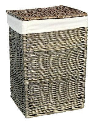 Quality Antique Wash Lined Willow Wicker Linen / Laundry Basket Square Small - Willow and Avon