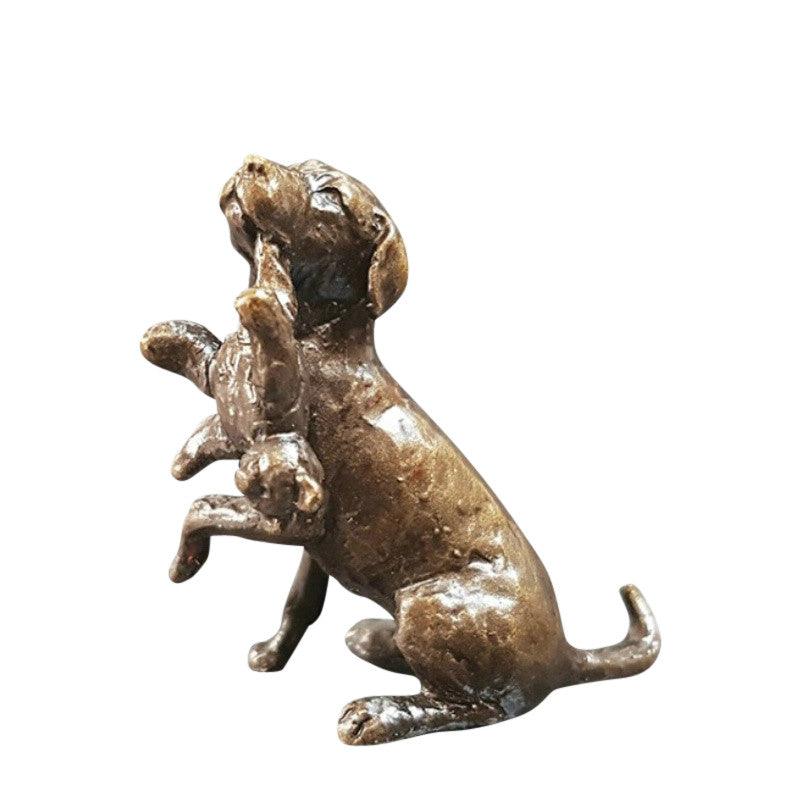 Butler & Peach Detailed Small Solid Bronze Dog Labrador with Teddy - Willow and Avon