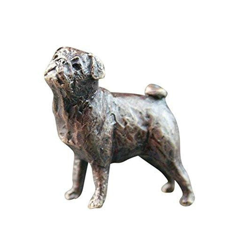 Butler & Peach Detailed Small Solid Bronze Pug - Willow and Avon