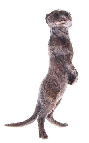 Butler & Peach Detailed Small Solid Bronze Meerkat Standing - Willow and Avon